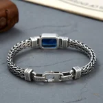 Retro Blue Acrylic Dragon Keel Braided Design Healing Wealth Buckle Bracelet - Image 14