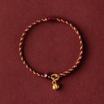 Handcrafted Red Gold Rope Lotus Peace And Joy Charm Braid Bracelet - Image 6