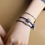Handmade Tibetan Om Mani Padme Hum Carved Auspicious Amulet Double Wrap Rope Bracelet - Image 7