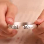 Lotus Flower Heart Sutra White Copper Healing Luck Bracelet - Image 3