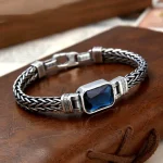 Retro Blue Acrylic Dragon Keel Braided Design Healing Wealth Buckle Bracelet - Image 6