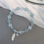 925 Sterling Silver Aquamarine Cat's Eye Healing Feather Star Charm Bracelet - Image 5