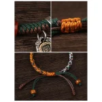 Handmade Tibetan Silver 925 Sterling Silver Zakiram Goddess of Wealth Camel Bone Protection Braided Bracelet - Image 16