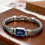 Retro Blue Acrylic Dragon Keel Braided Design Healing Wealth Buckle Bracelet - Image 4