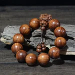 Rosewood Green Sandalwood Small Leaf Red Sandalwood Dragon Carved Protection Bracelet - Image 2
