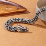925 Sterling Silver Dragon Success Strength Bracelet Bangle - Image 7