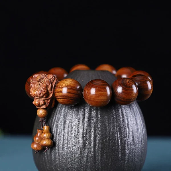 Rosewood Green Sandalwood Small Leaf Red Sandalwood Dragon Carved Protection Bracelet