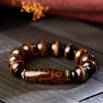 Tibetan Natural Nine-Eye Dzi Bead Agate Wealth Blessings Bracelet - Image 10
