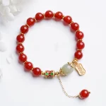Natural Red Agate Hetian Jade Fu Character Confidence Charm Bracelet - Image 13