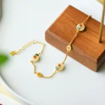 Peace Buckle White Jade Luck Copper Bracelet - Image 4