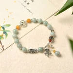 925 Sterling Silver Natural Jade Amber PiXiu Pony Success Bracelet - Image 7