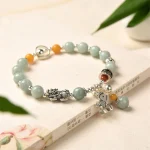 925 Sterling Silver Natural Jade Amber PiXiu Pony Success Bracelet - Image 8