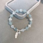 925 Sterling Silver Aquamarine Cat's Eye Healing Feather Star Charm Bracelet - Image 6