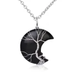 BNatural Quartz Crystal Moon Tree Of Life Healing Energy Necklace Pendant - Image 15