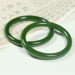 Cyan Jade Longevity Blessing Bangle Bracelet - Image 9