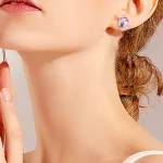Natural Various Gemstone Amethyst Love Earrings - Image 4