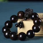 Rosewood Green Sandalwood Small Leaf Red Sandalwood Dragon Carved Protection Bracelet - Image 17