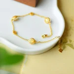 Peace Buckle White Jade Luck Copper Bracelet - Image 5