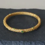 Cyan Jade Copper Auspicious Clouds Calm Healing Bracelet Bangle