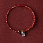 Handcrafted Red Gold Rope Lotus Peace And Joy Charm Braid Bracelet - Image 22
