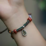 Handmade Tibetan Silver 925 Sterling Silver Zakiram Goddess of Wealth Camel Bone Protection Braided Bracelet - Image 19