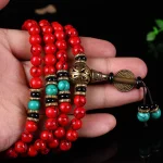 Tibetan Mala Red Turquoise Lucky Necklace Bracelet - Image 7