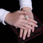 925 Silver Plated Copper White Jade Plum Flower Leaf Luck Ring - Image 10