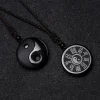 Black Obsidian Taoism Necklace Pendant with Yin Yang