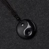 Black Obsidian Taoism Necklace Pendant with Yin Yang