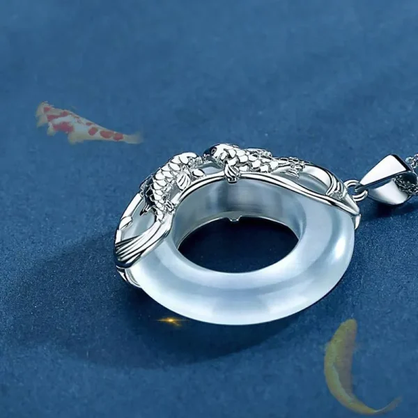 Sterling Silver Jade Koi Fish Lucky Necklace
