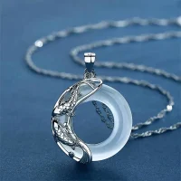 Sterling Silver Jade Koi Fish Lucky Necklace