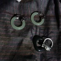 Women's Round Jade Fortune Attracting Earrings