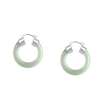 Women's Round Jade Fortune Attracting Earrings