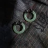 Women's Round Jade Fortune Attracting Earrings