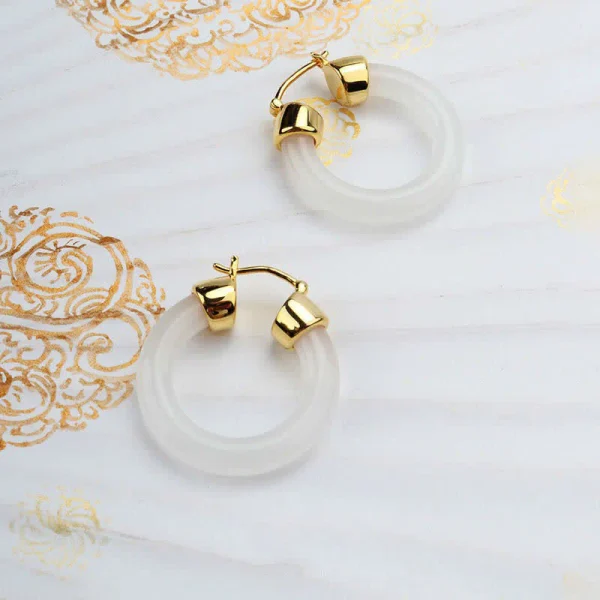 Women's Round Jade Fortune Attracting Earrings