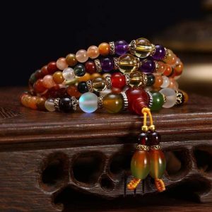 108 Beads Quartz Mala Bracelet for Meditation and Healing