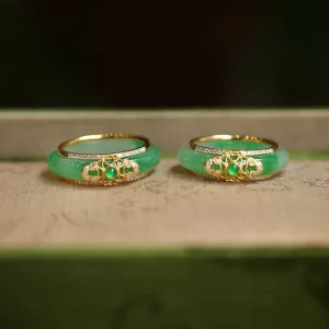 18K Gold Plated Green Chalcedony Strength Ring