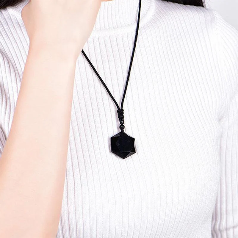 Black Obsidian Talisman Peace Protection Necklace