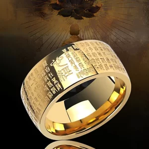Buddhist Ancient Heart Sutra Lucky Feng Shui Ring