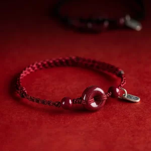 Cinnabar Peace Buckle Blessing Bracelet and Anklet