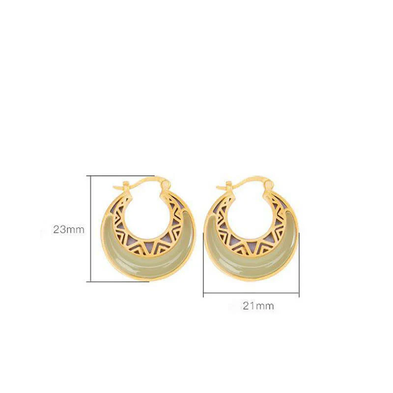 Crescent Moon Jade Prosperity & Abundance Drop Earrings