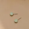 Natural Round Jade Beads Good Luck Stud Earrings