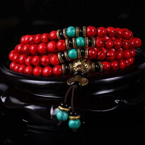 Red Turquoise Lucky Mala Necklace Bracelet