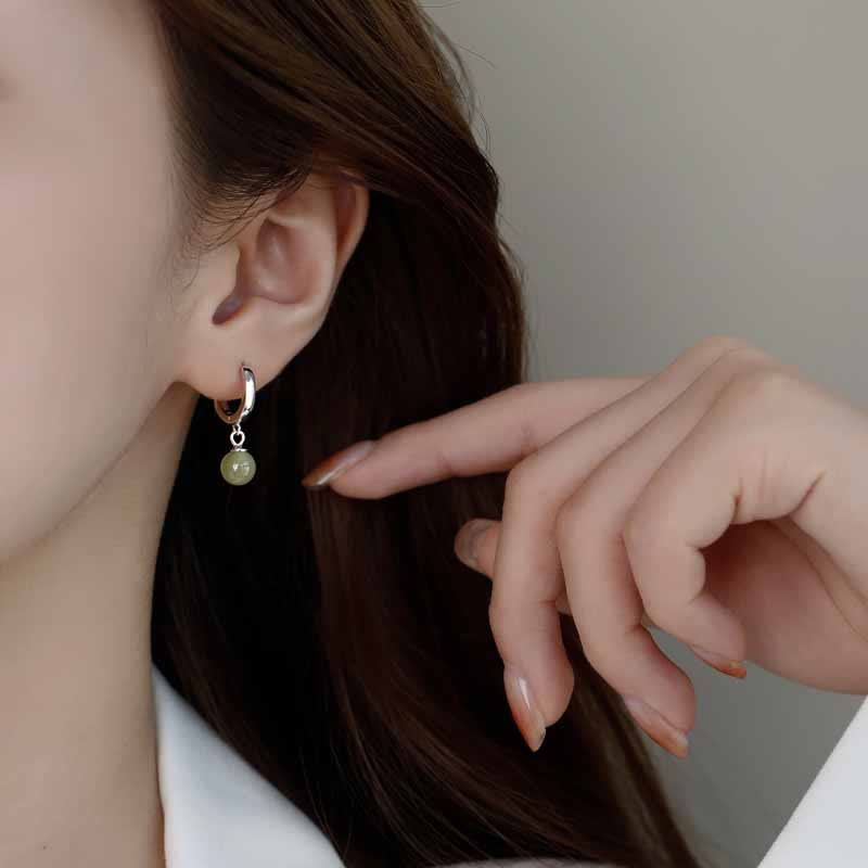Round Jade Wealth Attracting Earrings