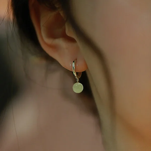 Round Jade Wealth Attracting Earrings