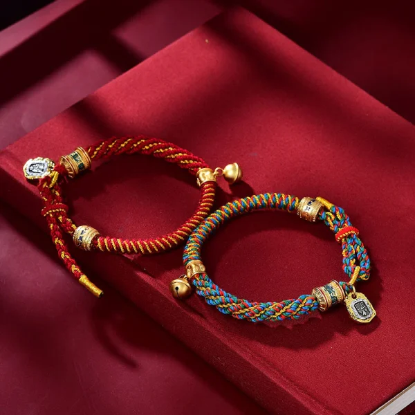 Tibetan Buddhist Five Color Braided Rope Protection Bracelet with Gau Box Pendant
