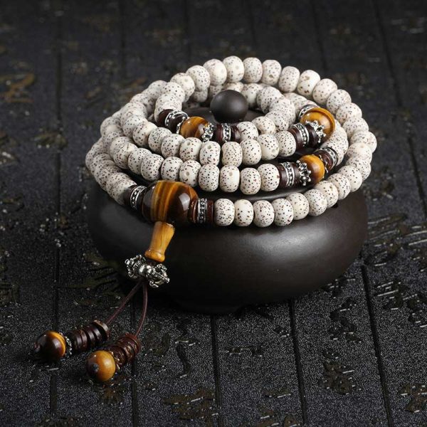 Tibetan Style 108 Beads Tiger Eye Stone Bodhi Mala Bracelet