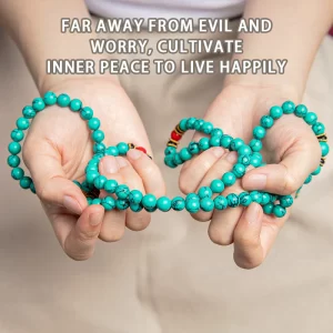 Tibetan Turquoise Healing Mala Bracelet for Balance