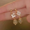 Tridacna Stone Jade Drop Earrings Symbolizes Prosperity & Peace