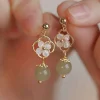 Tridacna Stone Jade Drop Earrings Symbolizes Prosperity & Peace